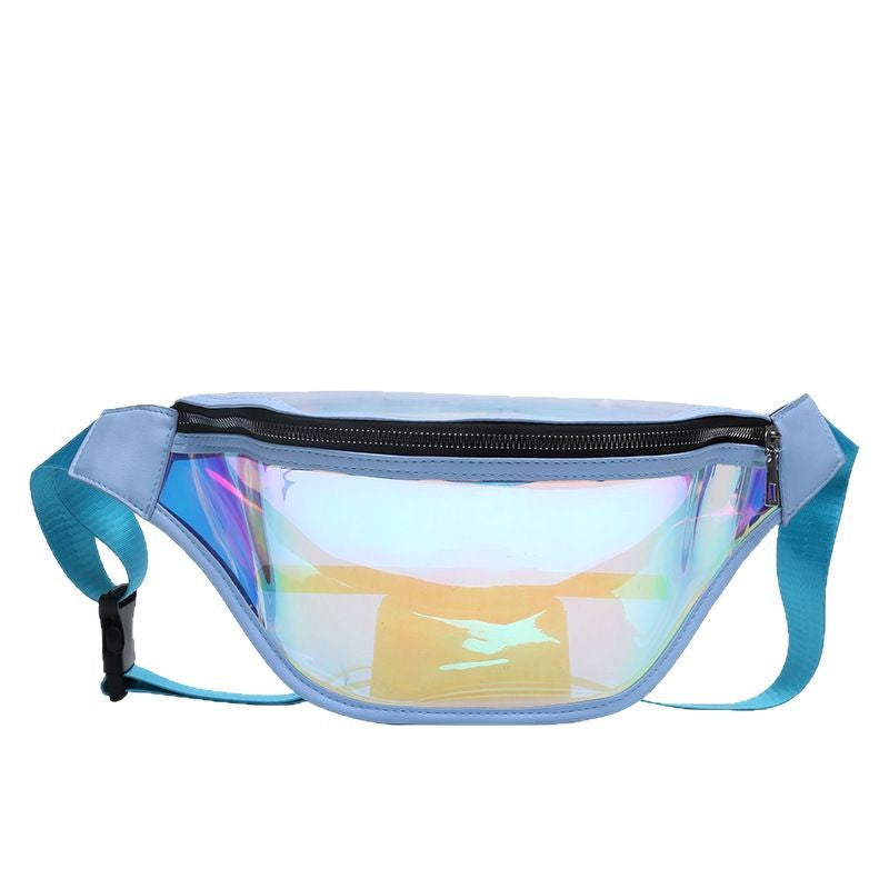 Blue Transparent Waist Bag - Shiny Laser Waist Bag Crossbody Bag - Image 2