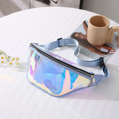 Blue Transparent Waist Bag - Shiny Laser Waist Bag Crossbody Bag - Image 3