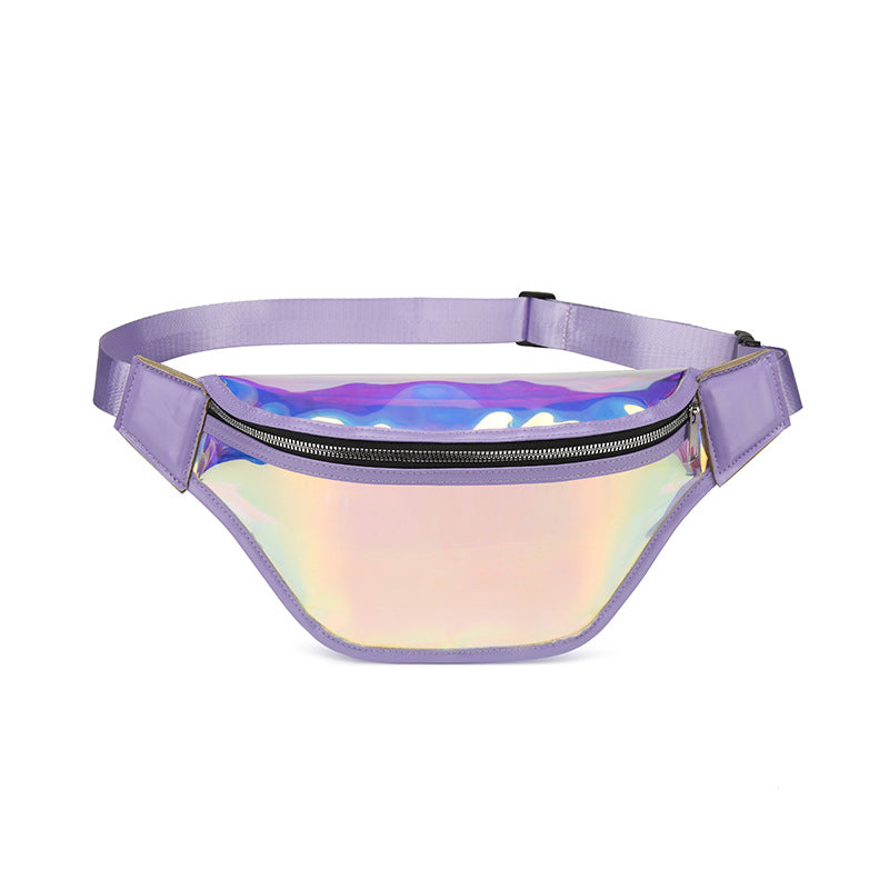 Purple Transparent Waist Bag - Shiny Laser Waist Bag Crossbody Bag - Image 2