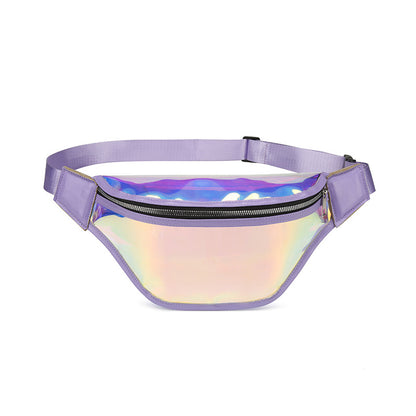 Purple Transparent Waist Bag - Shiny Laser Waist Bag Crossbody Bag - Image 2