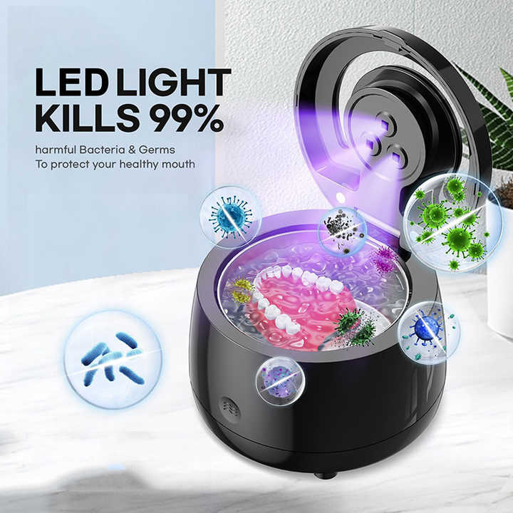 White Ultrasonic Cleaner with UV Light for Dentures, Aligners & Jewelry - Image 2