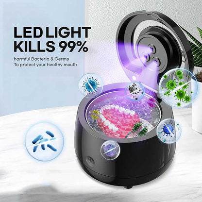 White Ultrasonic Cleaner with UV Light for Dentures, Aligners & Jewelry - Image 2