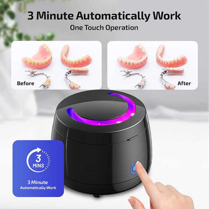 White Ultrasonic Cleaner with UV Light for Dentures, Aligners & Jewelry - Image 3