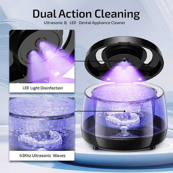 White Ultrasonic Cleaner with UV Light for Dentures, Aligners & Jewelry - Image 4