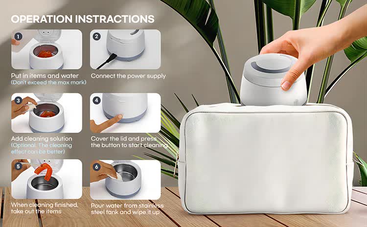 White Ultrasonic Cleaner with UV Light for Dentures, Aligners & Jewelry - Image 5
