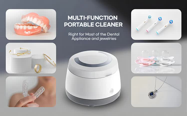 White Ultrasonic Cleaner with UV Light for Dentures, Aligners & Jewelry - Image 6