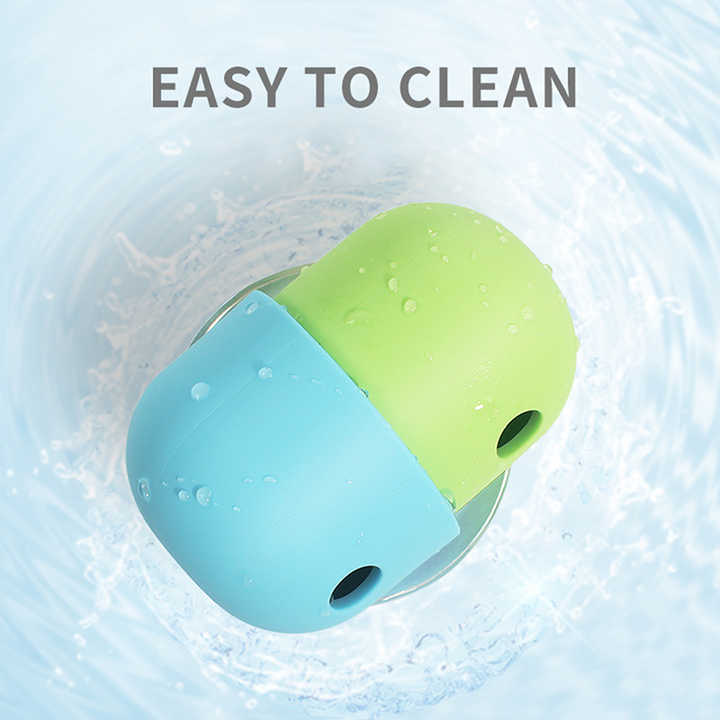 2 Pcs Green And Blue Interactive Pet Treat Dispensing Ball - Food-Grade Silicone Rolling Toy for Dogs with 1.5 cm Leakage Hole - Image 3