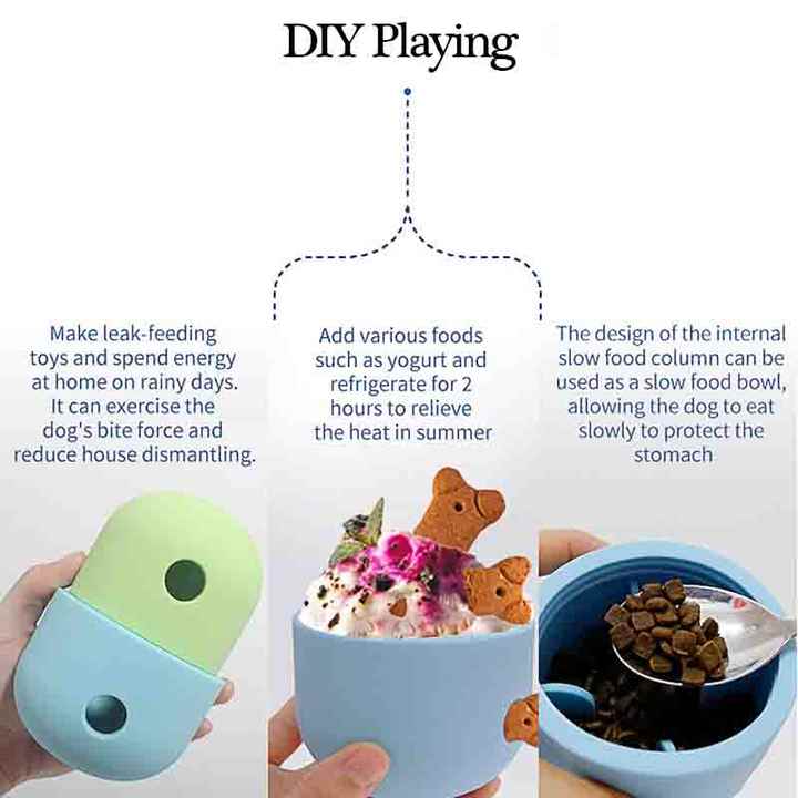 2 Pcs Green And Blue Interactive Pet Treat Dispensing Ball - Food-Grade Silicone Rolling Toy for Dogs with 1.5 cm Leakage Hole - Image 5