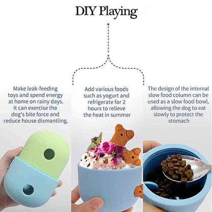 2 Pcs Green And Blue Interactive Pet Treat Dispensing Ball - Food-Grade Silicone Rolling Toy for Dogs with 1.5 cm Leakage Hole - Image 5