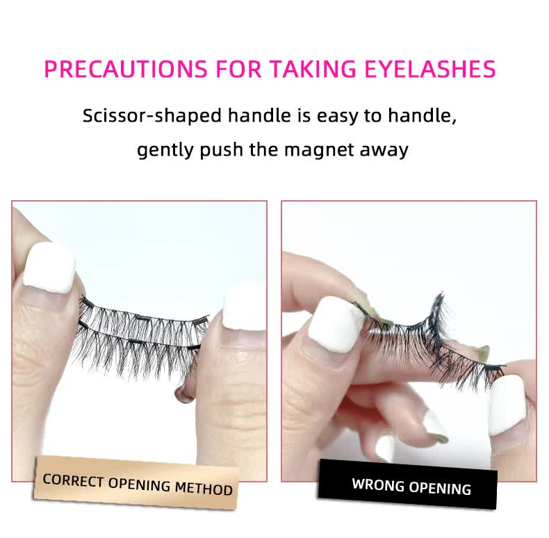 Style 2 Black Magnetic False Eyelashes Kit - 3 Pairs with Applicator Clip and Mirror Case - Image 6