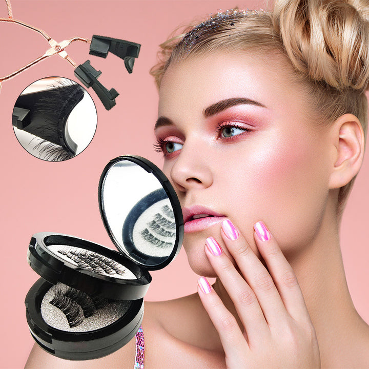 Style 5 Black Magnetic False Eyelashes Kit - 3 Pairs with Applicator Clip and Mirror Case - Image 2
