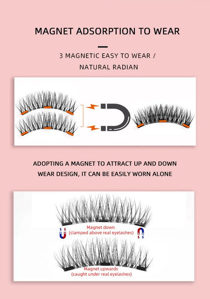 Style 5 Black Magnetic False Eyelashes Kit - 3 Pairs with Applicator Clip and Mirror Case - Image 5