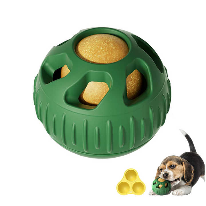 Green Ball and Black Mold Pet Treat Dispensing Ball and Molding Set - Silicone Dog Chew Toy for Teeth Cleaning and Boredom Relief - Image 2