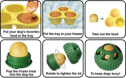 Green Ball and Black Mold Pet Treat Dispensing Ball and Molding Set - Silicone Dog Chew Toy for Teeth Cleaning and Boredom Relief - Image 8
