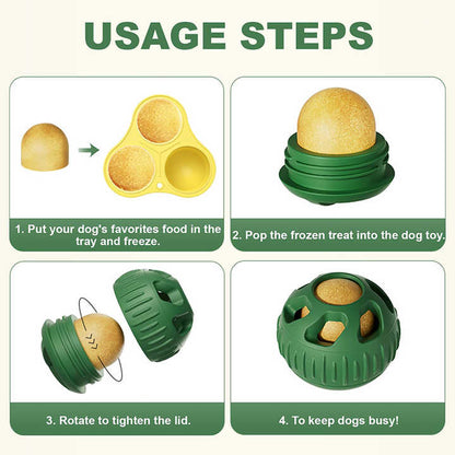 Red Ball and Black Mold Pet Treat Dispensing Ball and Molding Set - Silicone Dog Chew Toy for Teeth Cleaning and Boredom Relief - Image 4