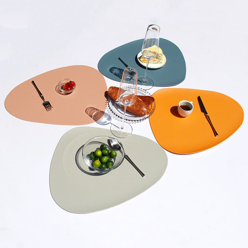4 Pcs Orange Nordic-Style PVC Leather Placemats Set of 4 - Waterproof, Heat-Resistant, and Oil-Proof Triangular Table Mats - Image 2
