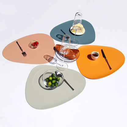 4 Pcs Orange Nordic-Style PVC Leather Placemats Set of 4 - Waterproof, Heat-Resistant, and Oil-Proof Triangular Table Mats - Image 2