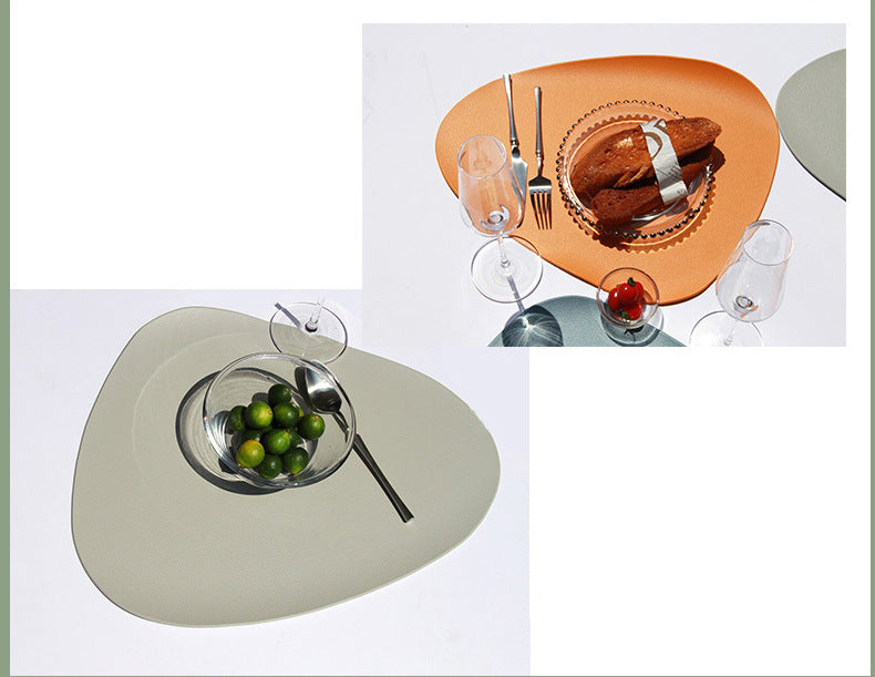 4 Pcs Orange Nordic-Style PVC Leather Placemats Set of 4 - Waterproof, Heat-Resistant, and Oil-Proof Triangular Table Mats - Image 5