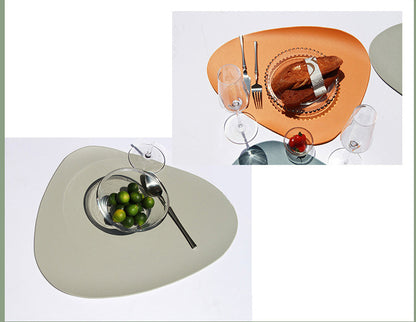 4 Pcs Orange Nordic-Style PVC Leather Placemats Set of 4 - Waterproof, Heat-Resistant, and Oil-Proof Triangular Table Mats - Image 5