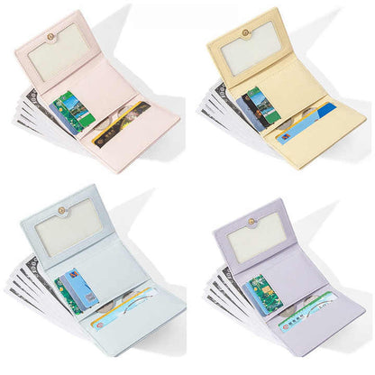 Yellow Compact Women's Bow-Accent Wallet - Fresh Minimalist PU Leather Foldable Card Holder with Multiple Slots - Image 7