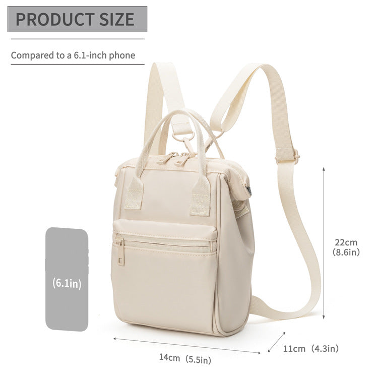 Beige Mini Waterproof Oxford Backpack - Lightweight 263g Travel Crossbody Bag with Adjustable Straps - Image 7