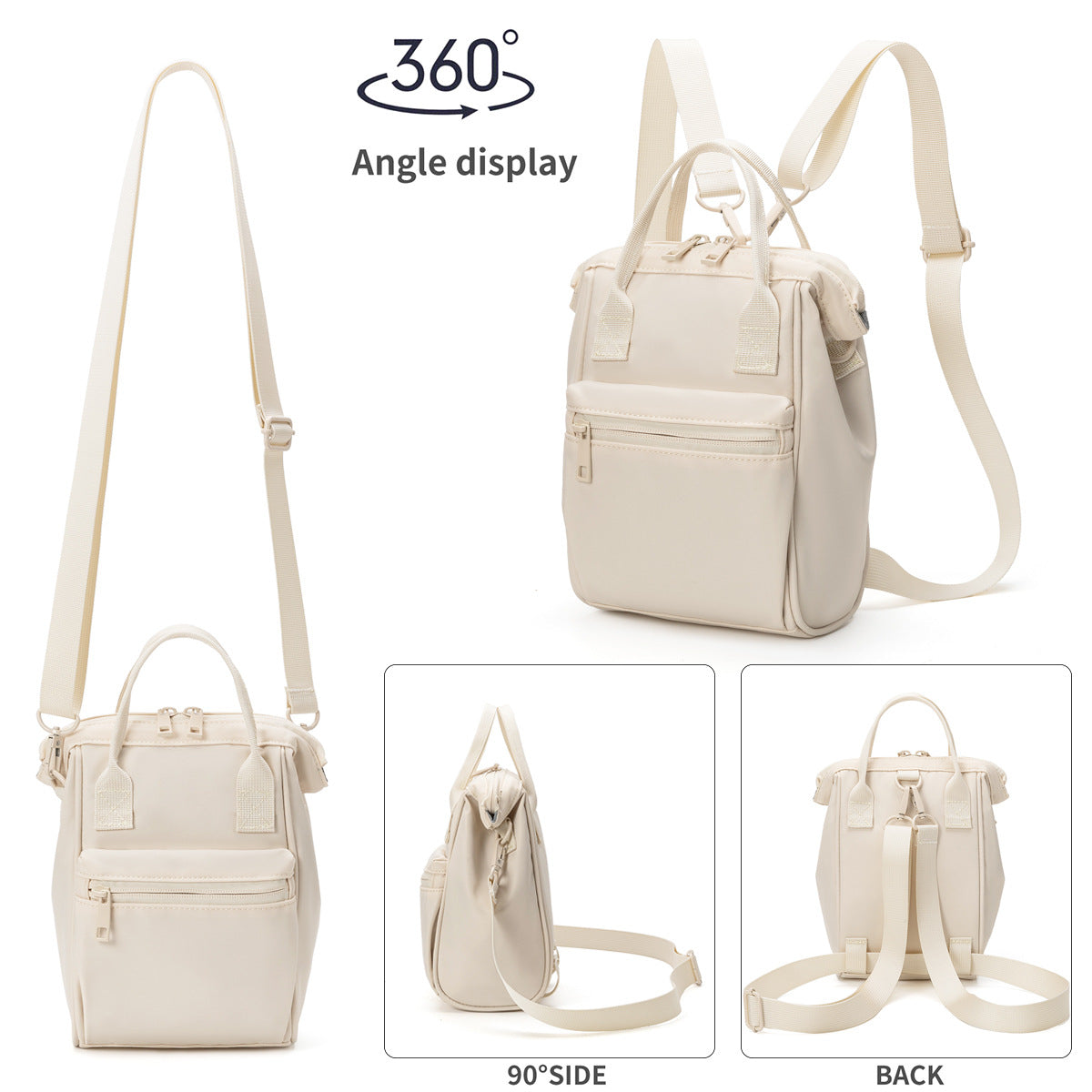 Pink Mini Waterproof Oxford Backpack - Lightweight 263g Travel Crossbody Bag with Adjustable Straps - Image 3
