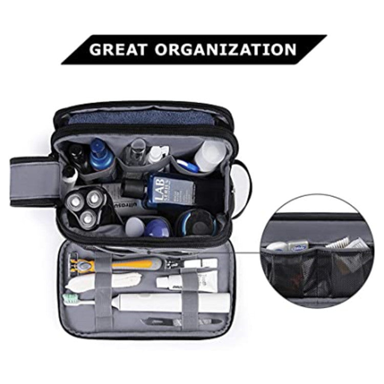 Dark Blue Stylish Waterproof Travel Toiletry Bag Organizer - Large Capacity Shaving Kit & Makeup Case(Makeup is a prop for shooting and is not included) - Image 2