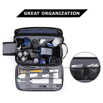 Dark Blue Stylish Waterproof Travel Toiletry Bag Organizer - Large Capacity Shaving Kit & Makeup Case(Makeup is a prop for shooting and is not included) - Image 2