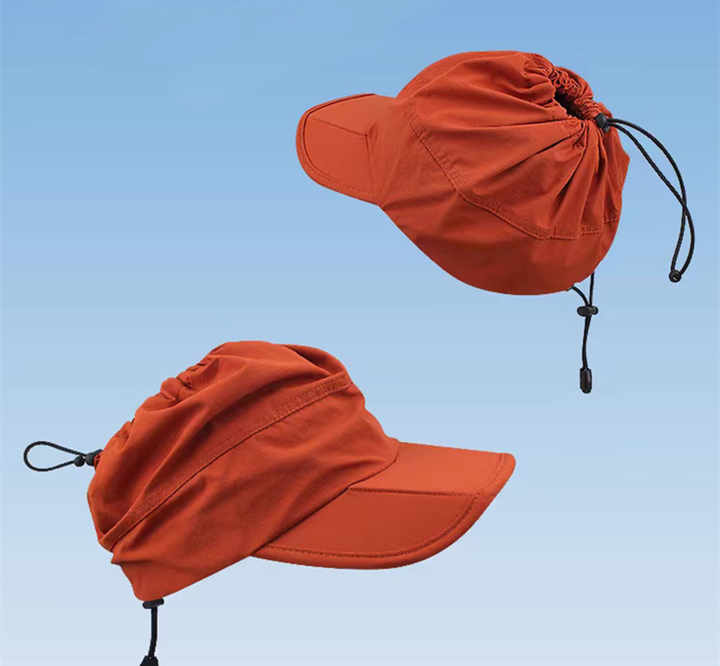 Grey Foldable Quick-Dry Summer Sports Visor Hat UPF 50+ Adjustable Outdoor Sun Cap - Image 3