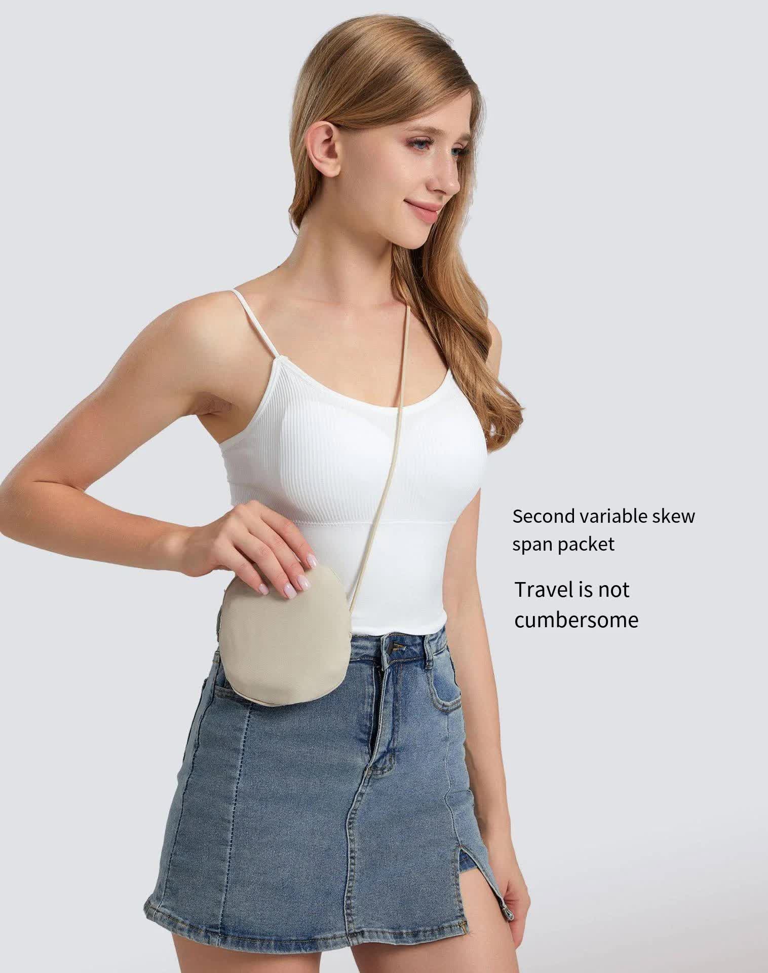 Beige Packable Cotton Bucket Hat - Folds into Wearable Pouch | Frayed Edge Sun Hat with Chin Strap - Image 4