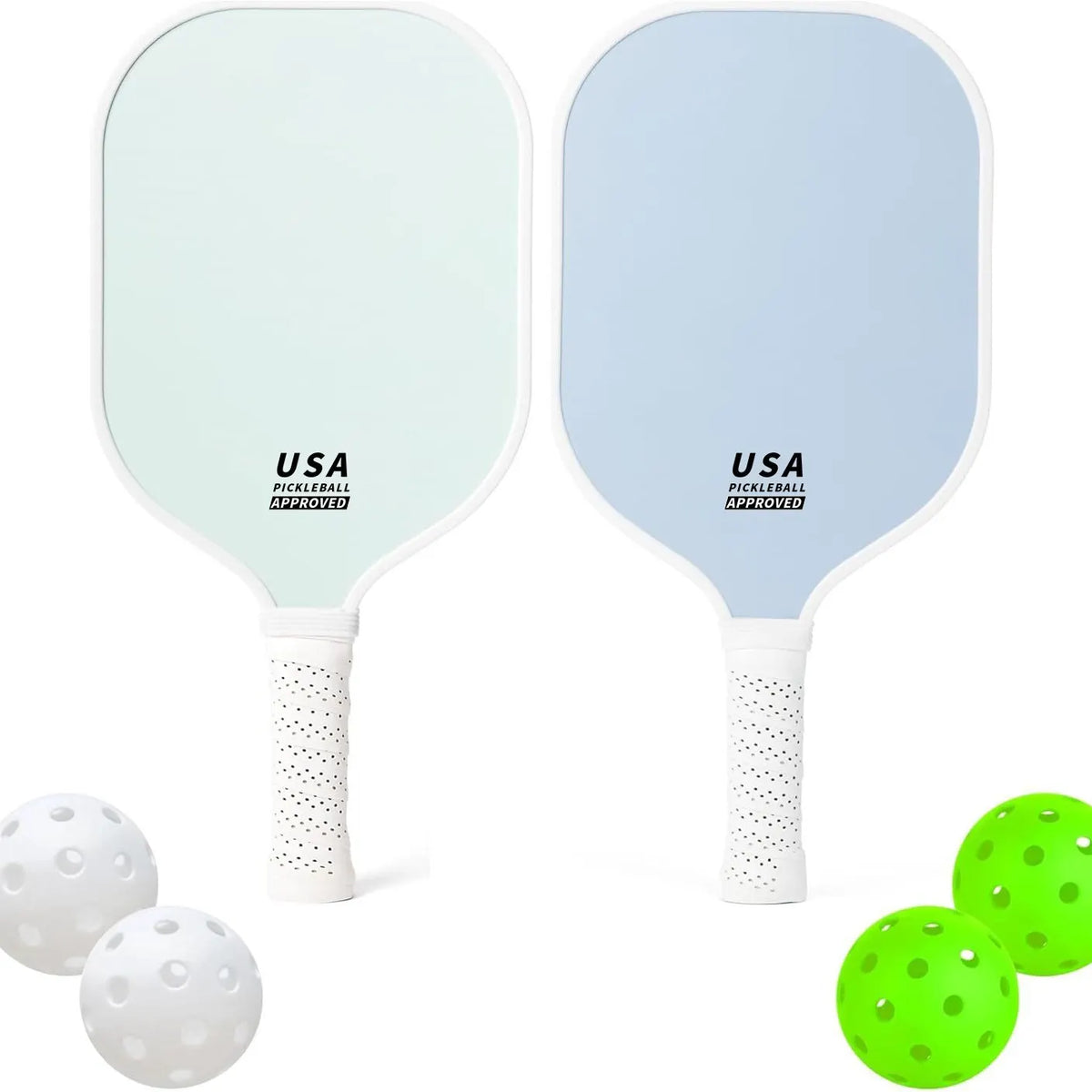 Bright Blue Fiberglass Pickleball Paddle Set - 2 Minimalist Paddles, 4 Balls, and Carry Bag for Outdoor Play - Image 3
