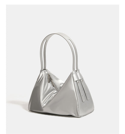 Blue Luminous Silver Nylon Underarm Shoulder Bag - Convertible Crossbody Hobo with Pouch - Lightweight & Modern - Image 6