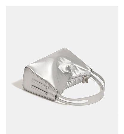Blue Luminous Silver Nylon Underarm Shoulder Bag - Convertible Crossbody Hobo with Pouch - Lightweight & Modern - Image 8