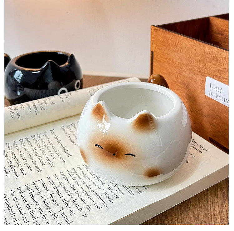 Black Adorable Ceramic Cat Mug - Cute Creative Coffee Cup with Tail Handle (210ml) - Image 4