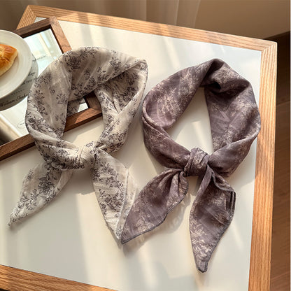 Style 8 Black Spots On White Background Versatile Patterned Square Scarf | 65x65cm Lightweight Polyester Neckerchief Headband | Vintage Polka Dot & Floral - Image 7