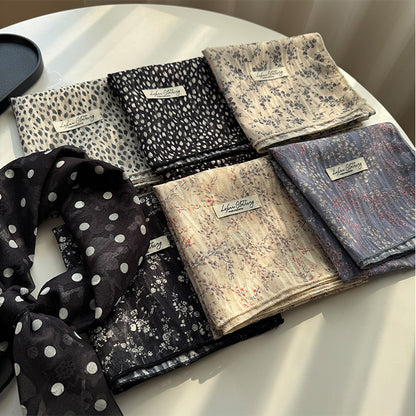 Style 12 Black Versatile Patterned Square Scarf | 65x65cm Lightweight Polyester Neckerchief Headband | Vintage Polka Dot & Floral - Image 6