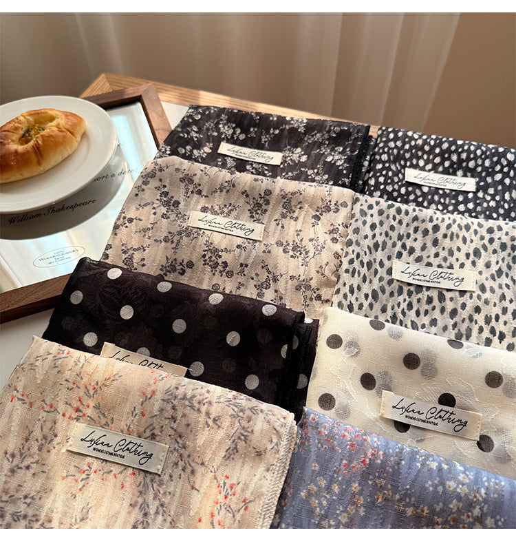 Style 16 Dark Blue Versatile Patterned Square Scarf | 65x65cm Lightweight Polyester Neckerchief Headband | Vintage Polka Dot & Floral - Image 8