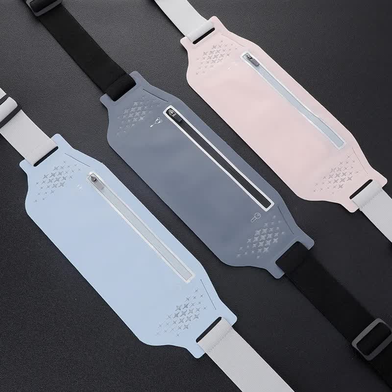 2 Pcs Grey Lightweight Women's Running Waist Bag - Splash-Proof Fitness Belt with Stretchable Phone Storage - Image 7