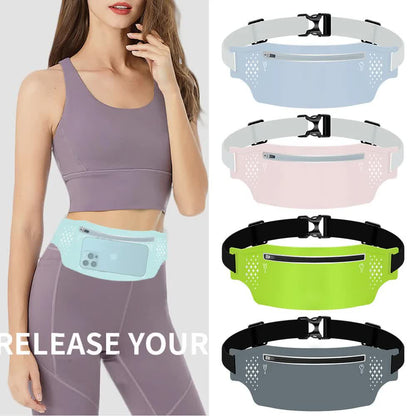 2 Pcs Blue Lightweight Women's Running Waist Bag - Splash-Proof Fitness Belt with Stretchable Phone Storage - Image 2