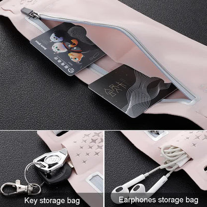 2 Pcs Light Blue Lightweight Women's Running Waist Bag - Splash-Proof Fitness Belt with Stretchable Phone Storage - Image 4