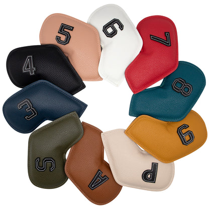 White Golf Iron Head Covers Set of 10 - Waterproof PU Leather Club Protectors with Embroidered Numbers (3-9, P, A, S) - Image 2