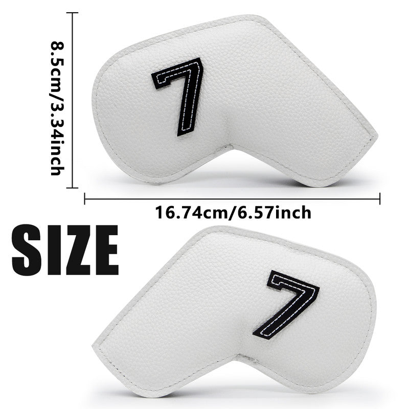Beige Golf Iron Head Covers Set of 10 - Waterproof PU Leather Club Protectors with Embroidered Numbers (3-9, P, A, S) - Image 5