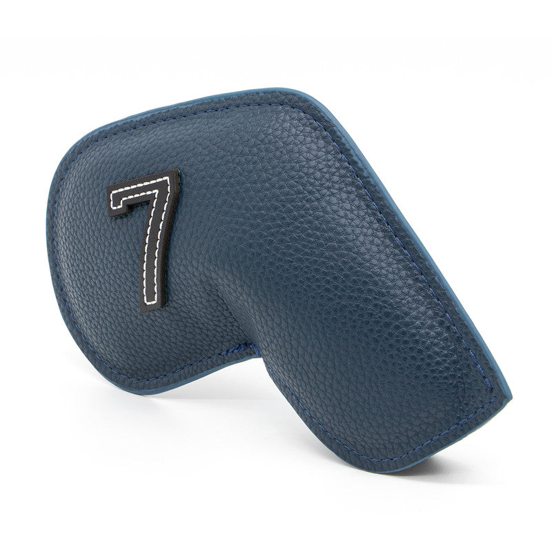 Dark Blue Golf Iron Head Covers Set of 10 - Waterproof PU Leather Club Protectors with Embroidered Numbers (3-9, P, A, S) - Image 2