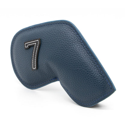 Dark Blue Golf Iron Head Covers Set of 10 - Waterproof PU Leather Club Protectors with Embroidered Numbers (3-9, P, A, S) - Image 2