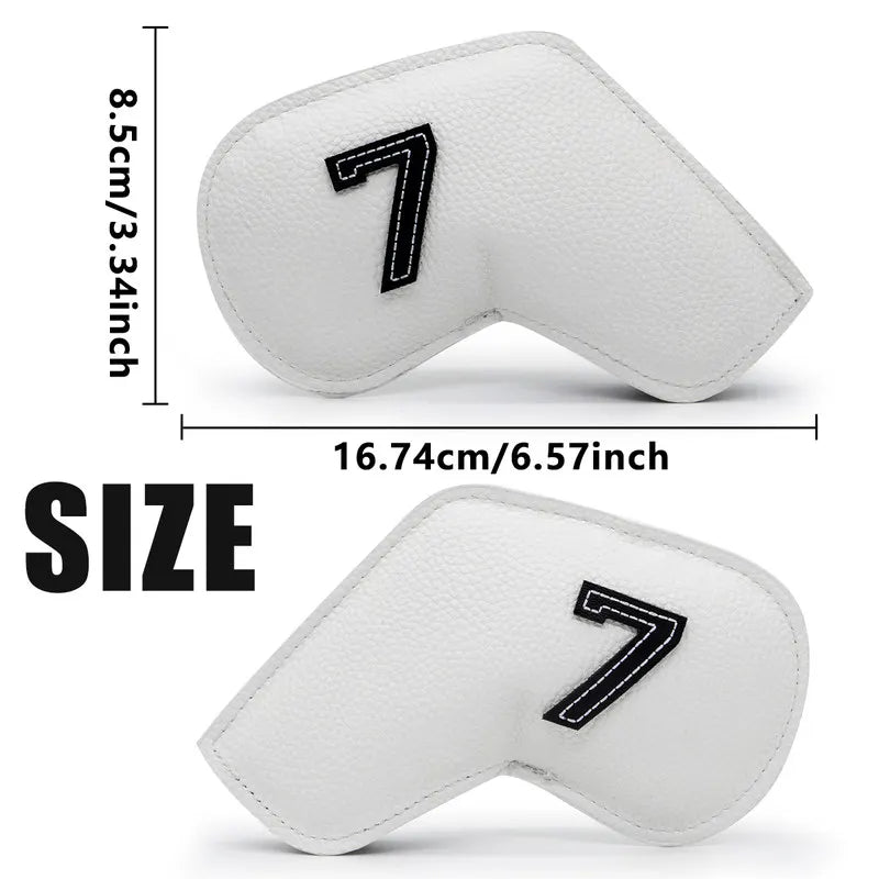 Dark Blue Golf Iron Head Covers Set of 10 - Waterproof PU Leather Club Protectors with Embroidered Numbers (3-9, P, A, S) - Image 5