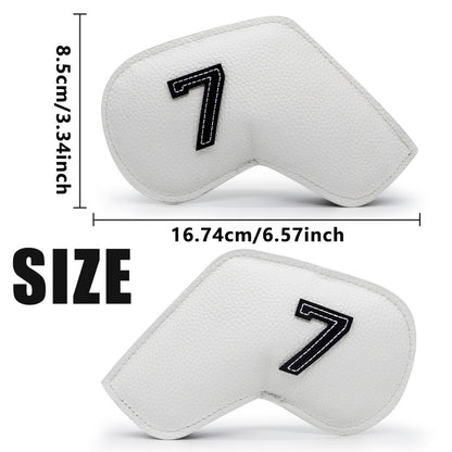 Dark Green Golf Iron Head Covers Set of 10 - Waterproof PU Leather Club Protectors with Embroidered Numbers (3-9, P, A, S) - Image 5