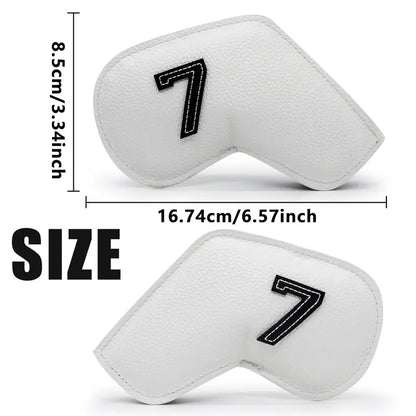Dark Green Golf Iron Head Covers Set of 10 - Waterproof PU Leather Club Protectors with Embroidered Numbers (3-9, P, A, S) - Image 5
