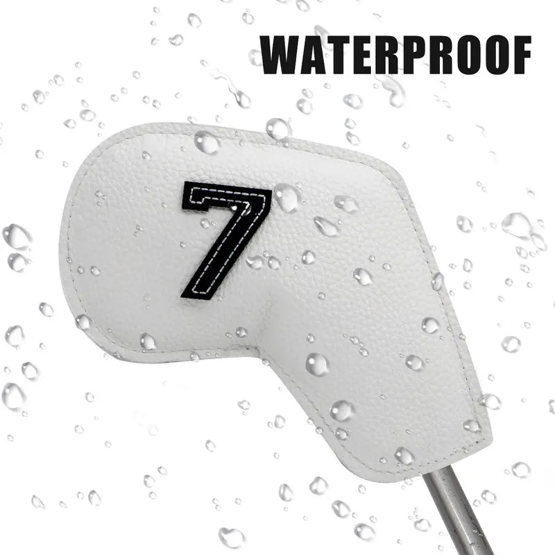 Dark Green Golf Iron Head Covers Set of 10 - Waterproof PU Leather Club Protectors with Embroidered Numbers (3-9, P, A, S) - Image 7