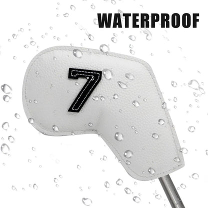 Dark Green Golf Iron Head Covers Set of 10 - Waterproof PU Leather Club Protectors with Embroidered Numbers (3-9, P, A, S) - Image 7