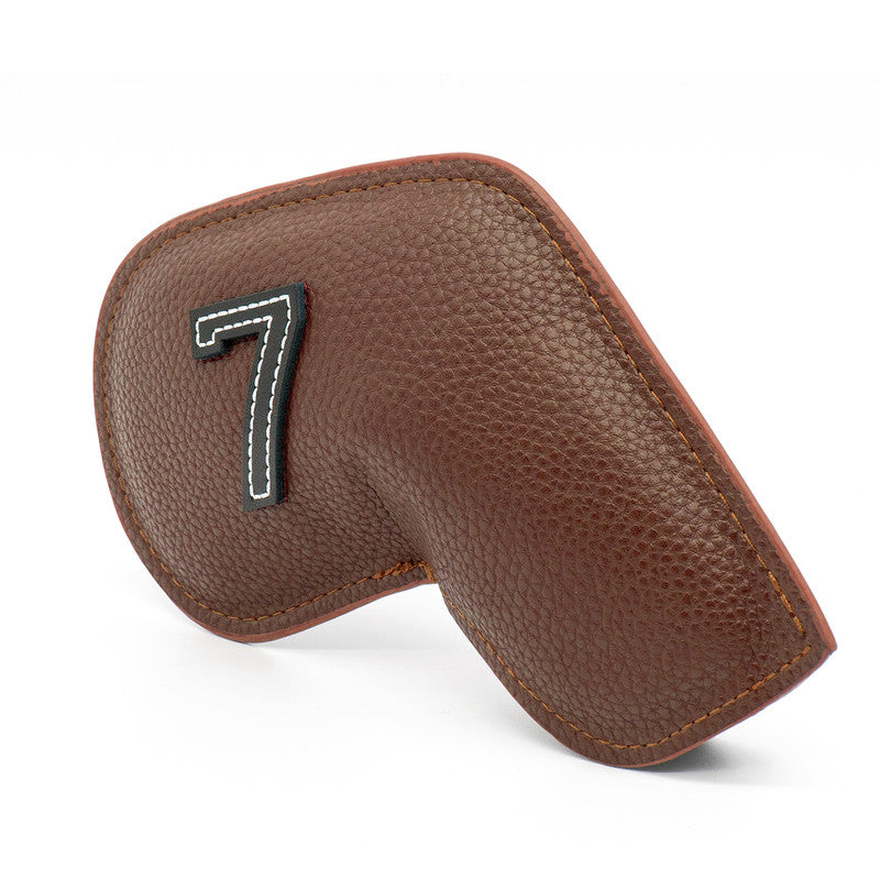 Brown Golf Iron Head Covers Set of 10 - Waterproof PU Leather Club Protectors with Embroidered Numbers (3-9, P, A, S) - Image 2